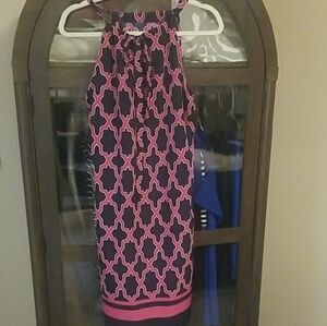 Crown & Ivy Strapless Dress with Pink and Black Pattern